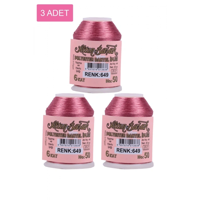 3 Adet Altınbaşak Oya ve Dantel İpi 20 gr -  - No: 649