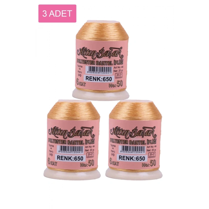 3 Adet Altınbaşak Oya ve Dantel İpi 20 gr -  - No: 650