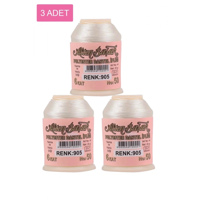 3 Adet Altınbaşak Oya ve Dantel İpi 20 gr -  - No: 905