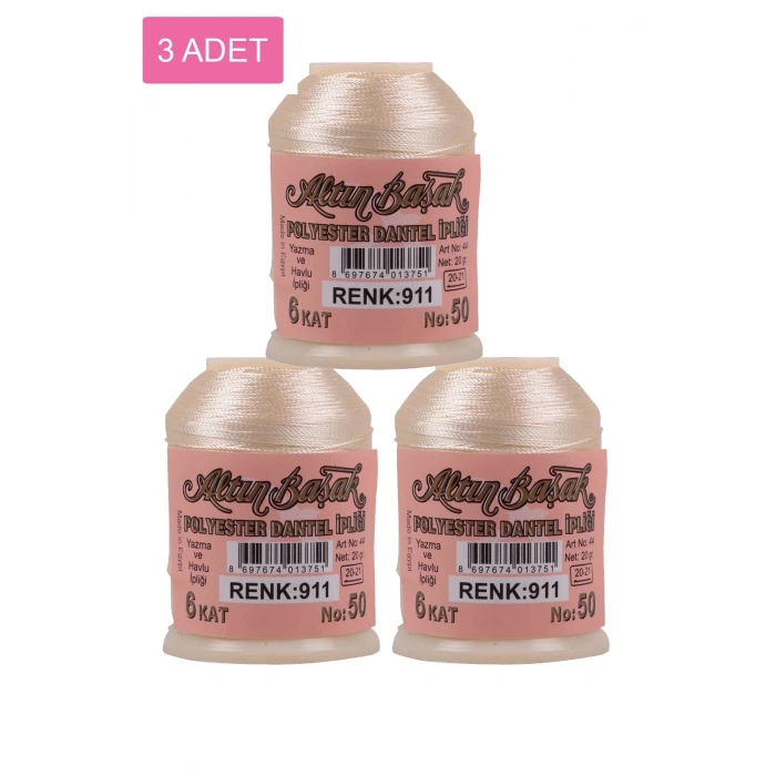 3 Adet Altınbaşak Oya ve Dantel İpi 20 gr -  - No: 911