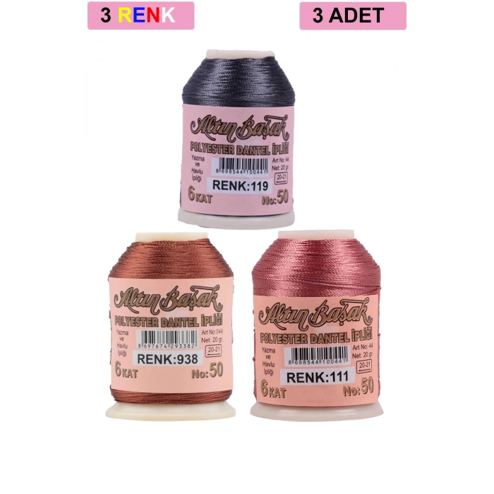 3 Adet Altınbaşak Oya ve Dantel İpi 20 gr -  - No: 938 - 111 - 119