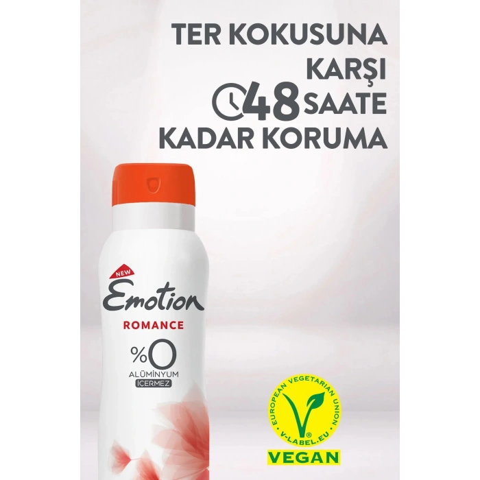 3 Adet Emotion Romance Kadın Vegan Deodorant 150 Ml Hızlı Kurur, Leke Bırakmaz