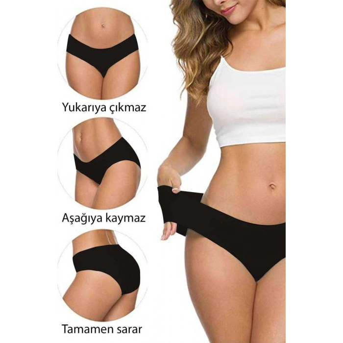 3 Adet Kadın Dikişsiz Lazer Kesim Esnek İz yapmayan Külot S1 mudanis