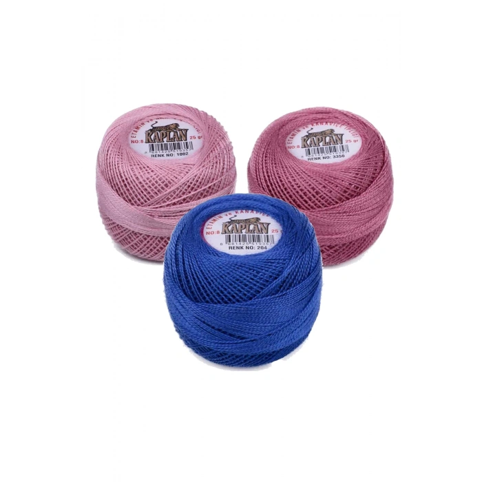 3 Adet Kaplan Etamin Ve Kanaviçe İpi 8 No Kod/Renk: 1002 - 3350 - 204 - 