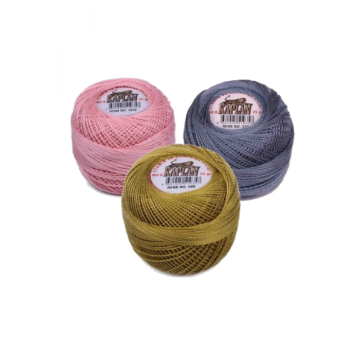 3 Adet Kaplan Etamin Ve Kanaviçe İpi 8 No Kod/Renk: 1016 - 319 - 580 - 