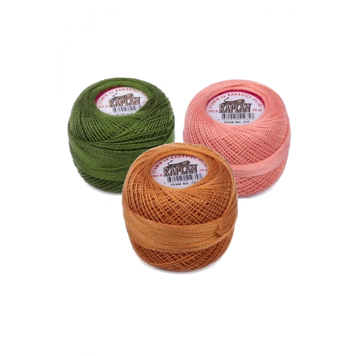 3 Adet Kaplan Etamin Ve Kanaviçe İpi 8 No Kod/Renk: 116 - 352 - 780 - 