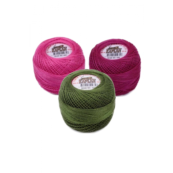 3 Adet Kaplan Etamin Ve Kanaviçe İpi 8 No Kod/Renk: 602 - 599 - 1015 - 