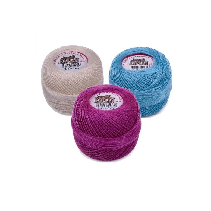 3 Adet Kaplan Etamin Ve Kanaviçe İpi 8 No Kod/Renk: 748 - 293 - 114 - 