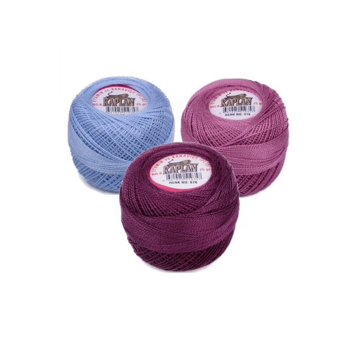 3 Adet Kaplan Etamin Ve Kanaviçe İpi 8 No Kod/Renk: 799 - 318 - 870 - 
