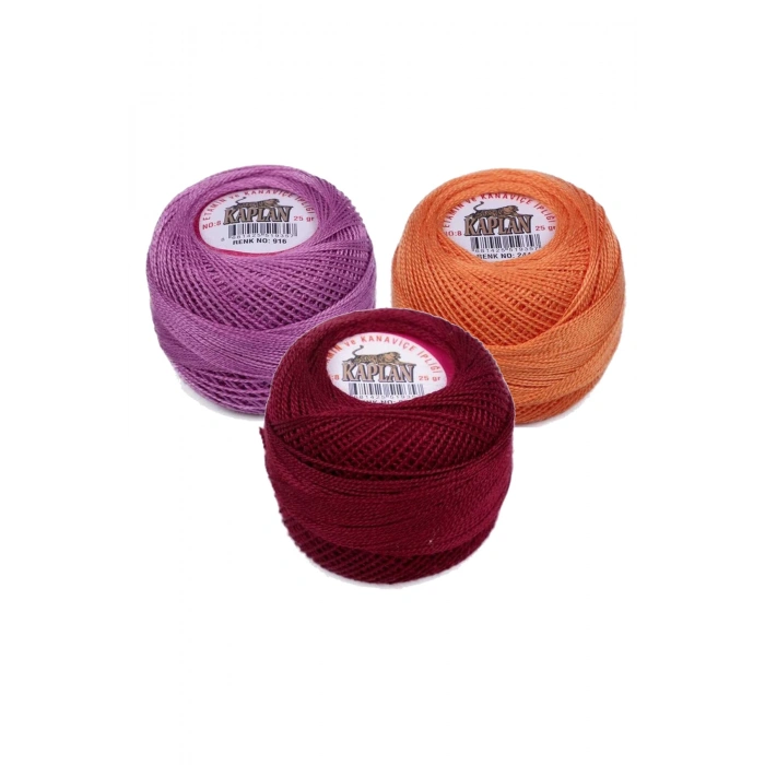 3 Adet Kaplan Etamin Ve Kanaviçe İpi 8 No Kod/Renk: 916 - 244 - 902 - 