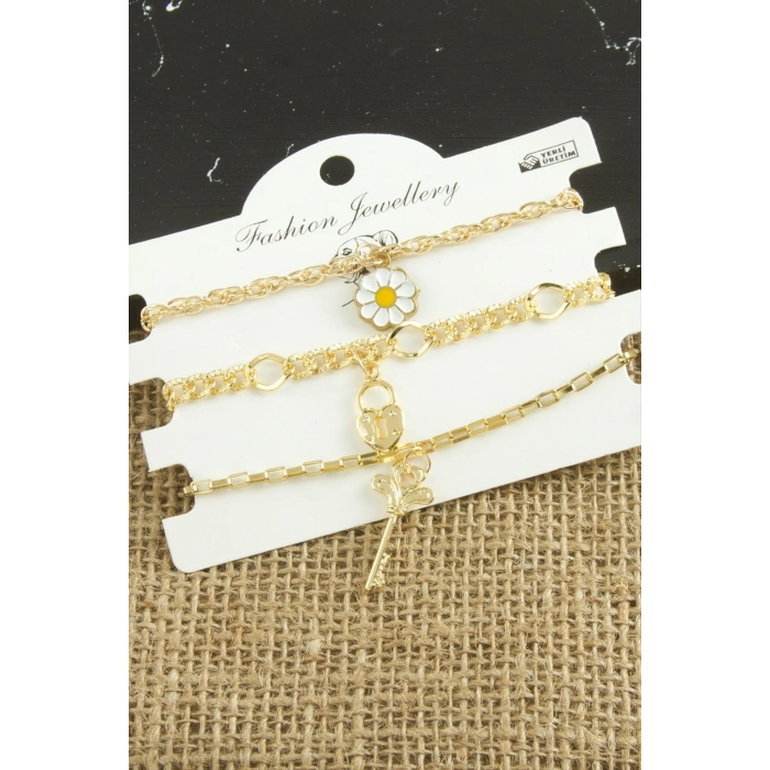 3 Adet Papatya Trend Zincir Bileklik
