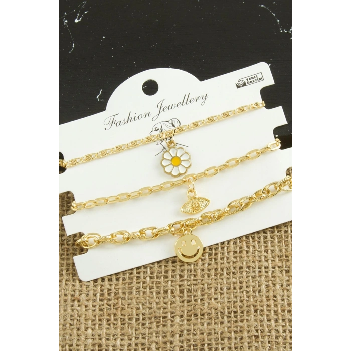 3 Adet Papatya Trend Zincir Bileklik