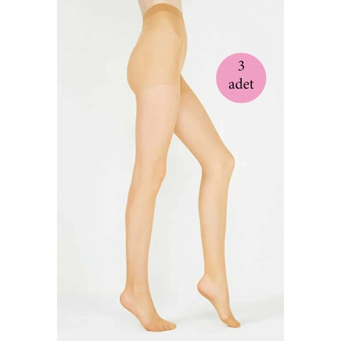 3 Adet Parlak Fit 15 Likralı Külotlu Çorap Ten