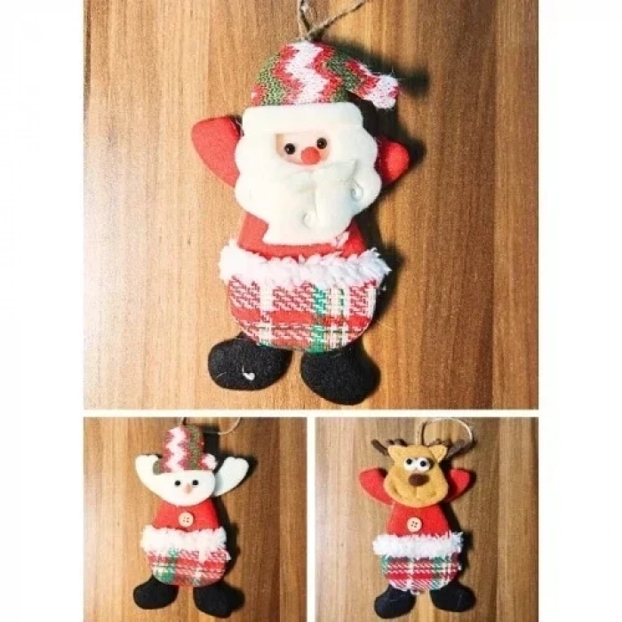 3 Adet Yılbaşı Çam Ağacı Süsü Peluş Tekstil Örme Orta Boy 17 cm x 11 cm