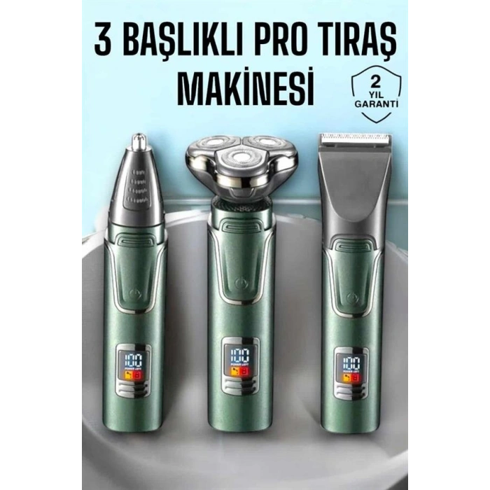 3 Başlıklı Profesyonel Saç Ve Sakal Bakım Seti Vücut Burun Ve Kulak Tüy Alma