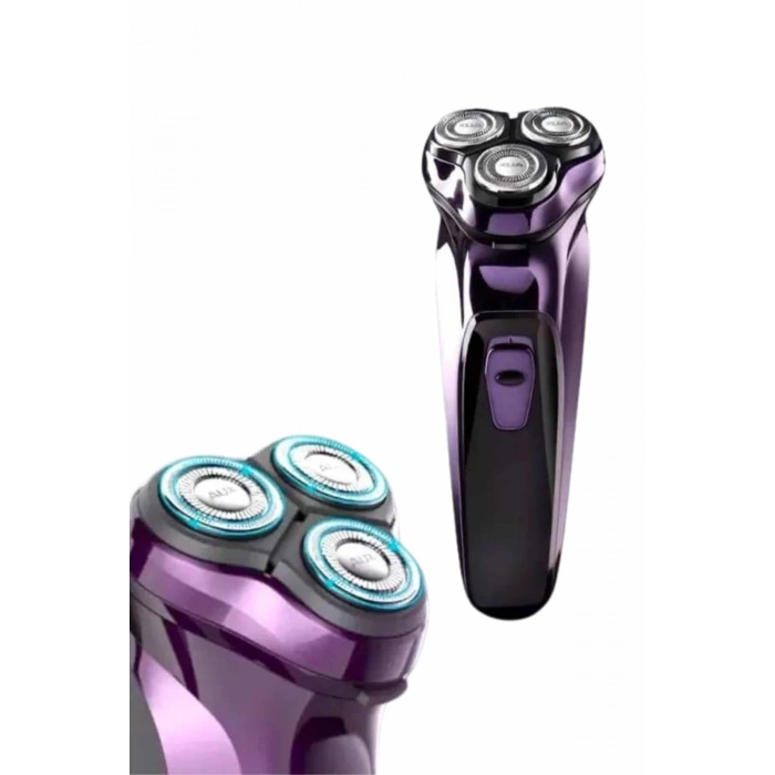 3 Bıçaklı Döner Başlıklı Sakal Sıfır Alma Tıraş Makinesi Profesyonel Paslanmaz Çelik