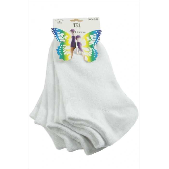 3 Çift Beyaz Renkli Snekars Çorap