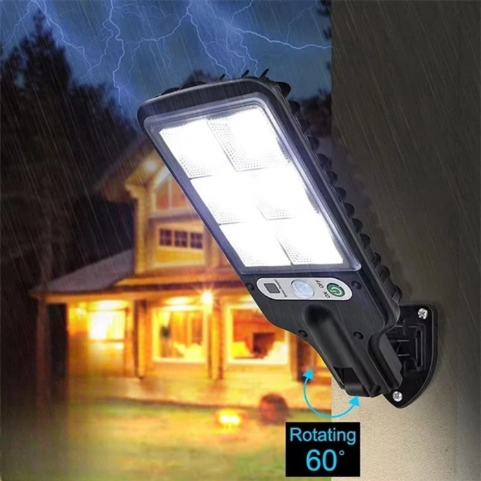 3 Farklı Işık Modlu Güneş Enerjisiyle Şarj Olan Dış Mekan Uyumlu Kumandalı Solar Duvar LEDİ (4887)