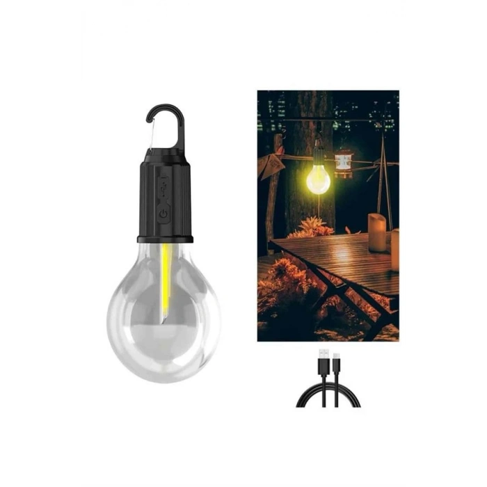 3 Farklı Mod Ledli Şarjlı Asma Kancalı Kamp Lambası Taşınabilir Ampul