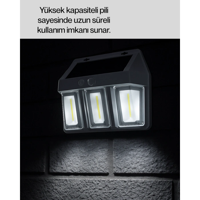 3 İn 1 Solar Duvar Lambası – Ip65 Su Geçirmez, Hareket Sensörlü