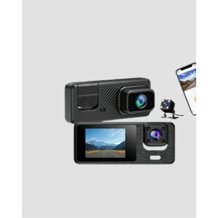 3 Kanallı Araç Kamerası – Full Hd 1080p Kayıt, 2” Ekran, Park Gözetimi Desteği Yeni Nesil