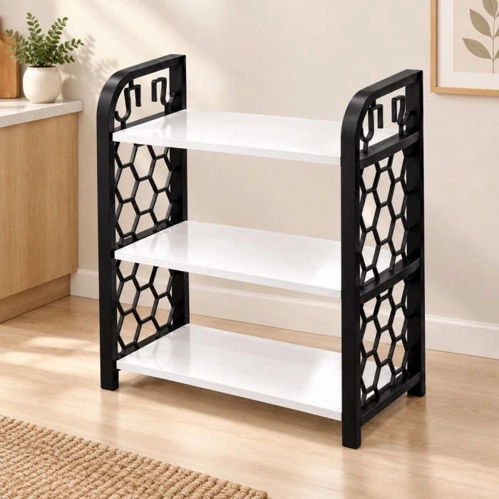 3 Katlı Ahşap Raflı Organizer