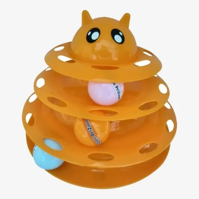 Kedi Başlıklı 3 Katlı Kedi Oyuncağı