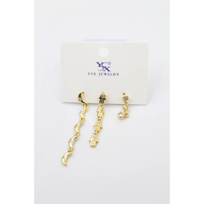 3lü Ay Küpe - Altın