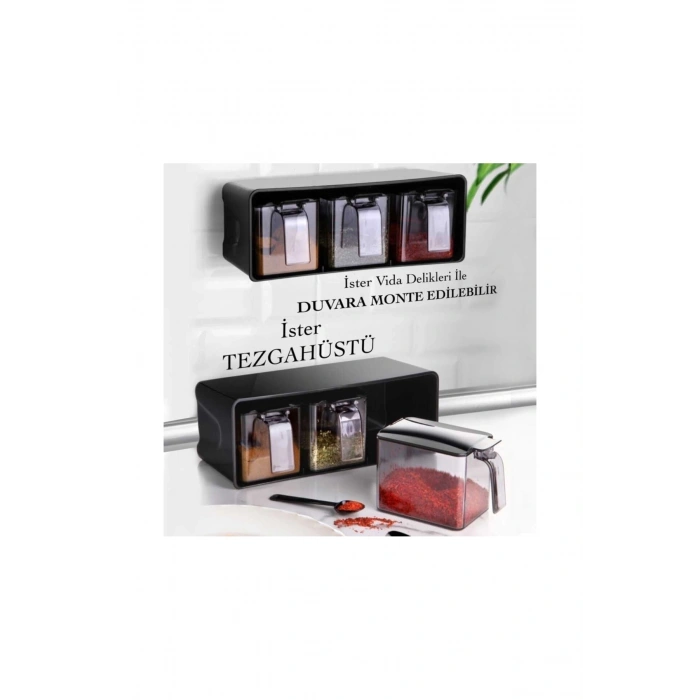 3 Lü Baharatlık Set Duvar Askılı -L677