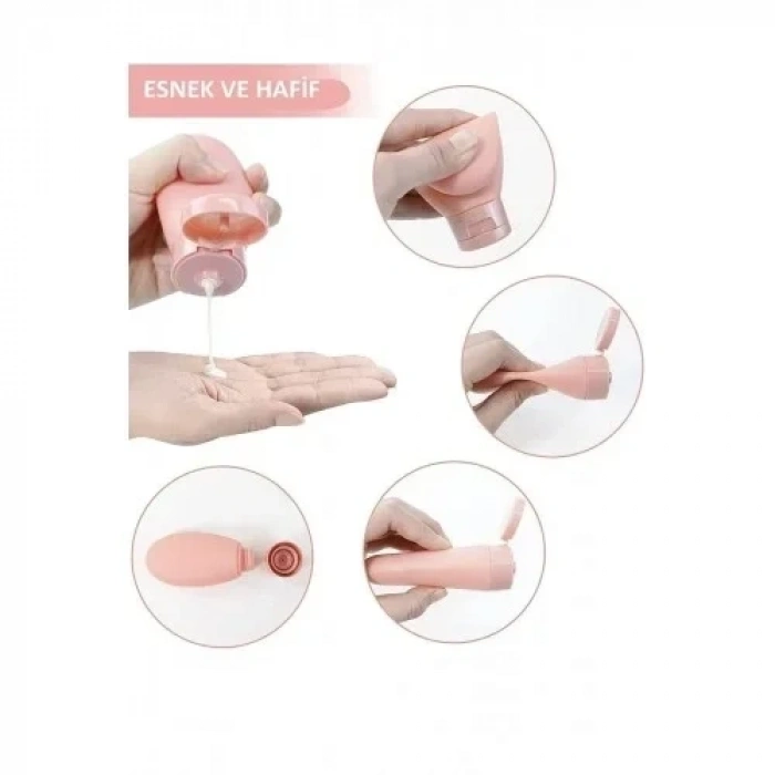 3lü Doldurulabilir Çantalı Seyahat Tipi Şişe Seti Boş Krem Şişesi 60ml