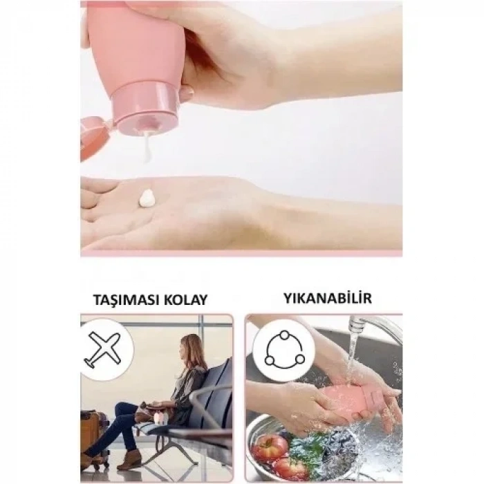 3lü Doldurulabilir Çantalı Seyahat Tipi Şişe Seti Boş Krem Şişesi 60ml