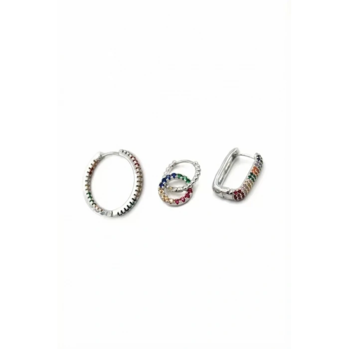 3lü Halka Küpe - Gümüş