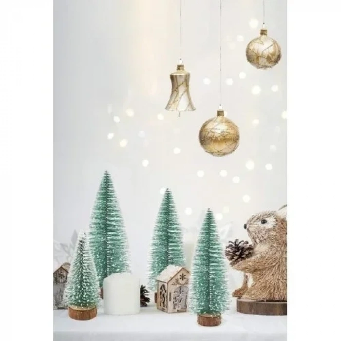 3 Lü Set Nevada Mini Çam Ağacı Uçlarına Kar Yağmış Karlı Yılbaşı Hediyesi  15 - 12 - 8  cm