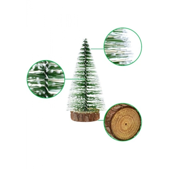 3 Lü Set Nevada Mini Çam Ağacı Uçlarına Kar Yağmış Karlı Yılbaşı Hediyesi  15 - 12 - 8  cm