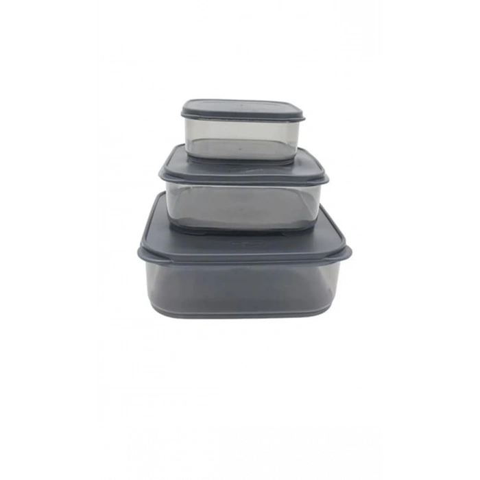 3lü Yatay Füme Renk Saklama Kabı -VİV-OX258