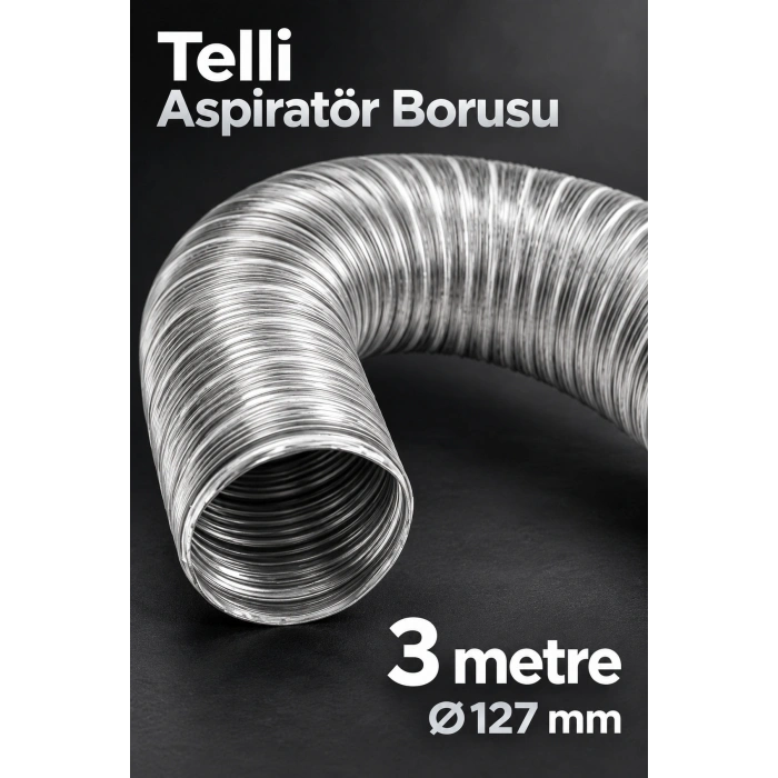 3 Metre Aspiratör Borusu 127 mm Telli Yapı
