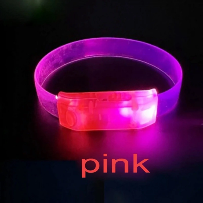 3 Modlu Pilli LED Işıklı Esnek Parti Bilekliği Pembe (4887)