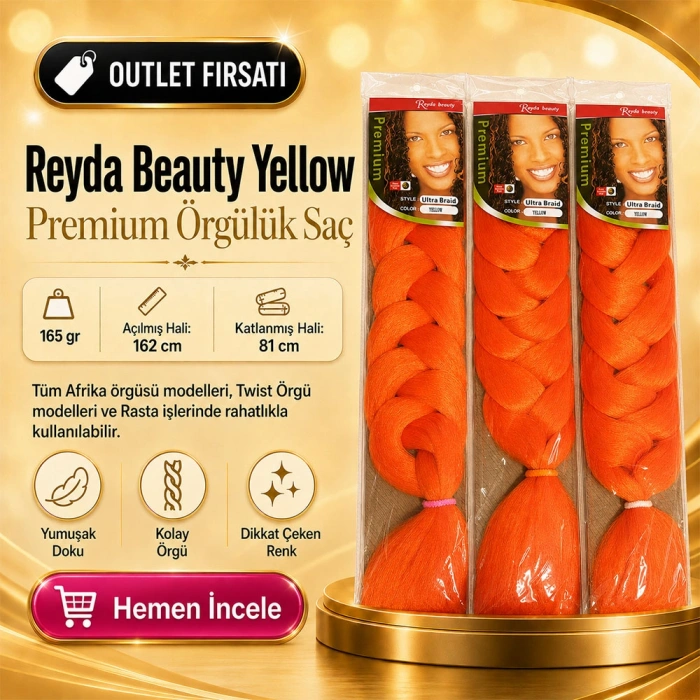 3 Paket - Afrika Örgüsü Ve Rasta İçin Sentetik Saç YELLOW