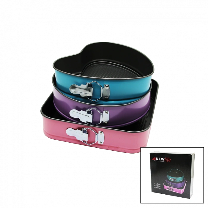 3 PARÇA  SET METAL KEK KALIP KELEPÇELİ KALP - KARE - YUVARLAK (4887)