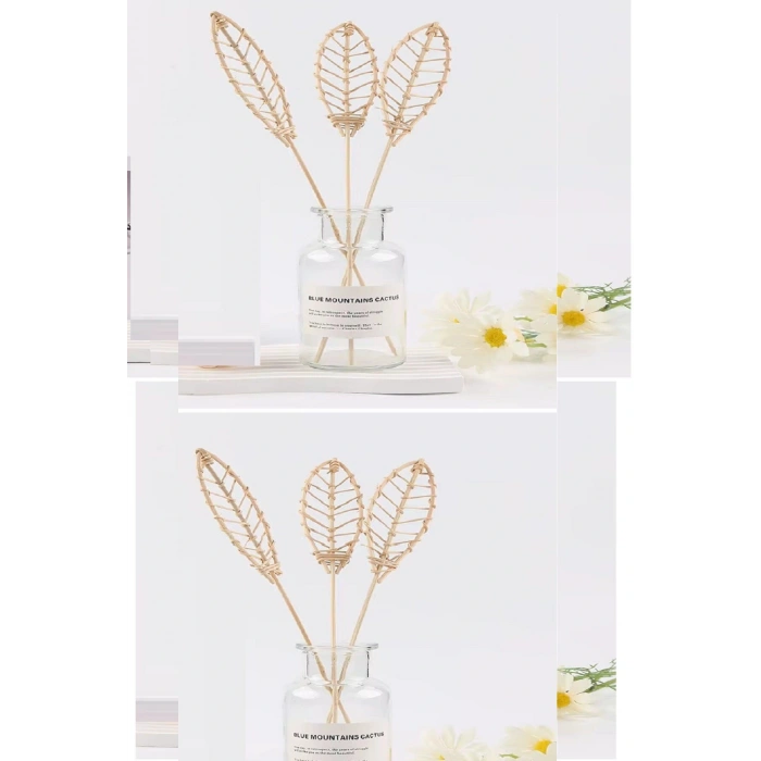 3 Tek Adet 3 Model Aromaterapi Koku Dağıtıcı Rattan Şişe Ahşap Difüzör Çubuk (Spiral-Yaprak-Dalgalı)