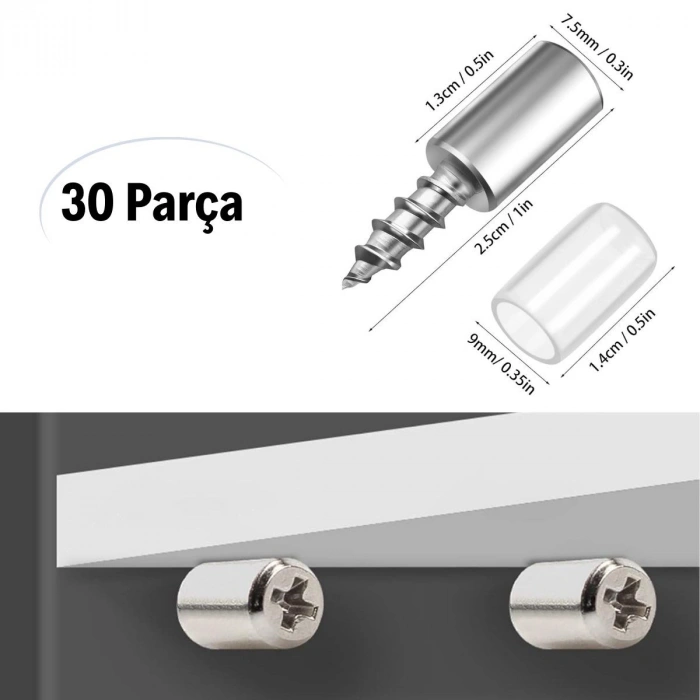30 Adet Dayanıklı Metal Raf Tutucu Raf Pimi (4887)