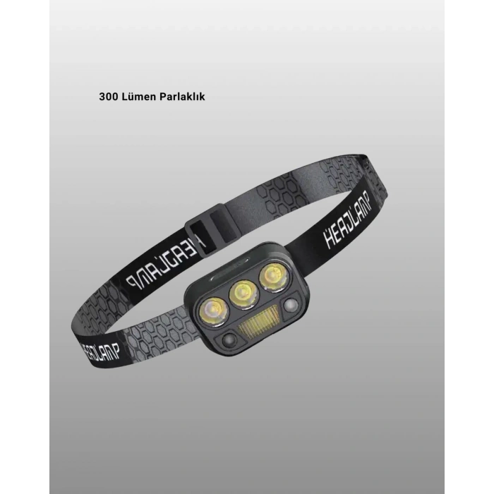 300 Lümen Sensörlü Led Kafa Lambası Usb Şarjlı Sos Modlu