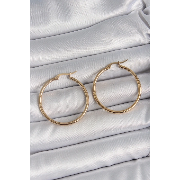 316 Çelik Gold Renk 33 mm Kadın Halka Model Kadın Küpe - TJ-BKP10509