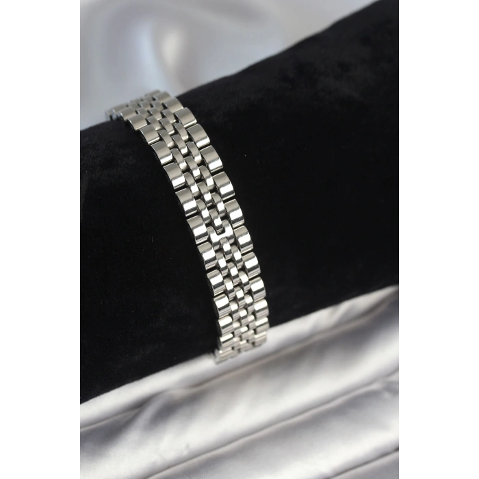 316L Çelik 12 mm Kalınlıkta Gümüş Renkli Erkek Bileklik - TJ-EB3780