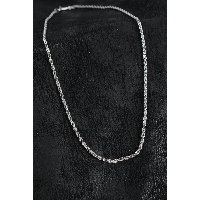 316L Çelik Burgu Zincir Model Gümüş Renk Erkek Kolye - TJ-ERK1401