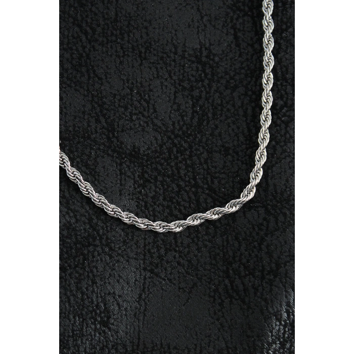 316L Çelik Burgu Zincir Model Gümüş Renk Erkek Kolye - TJ-ERK1401