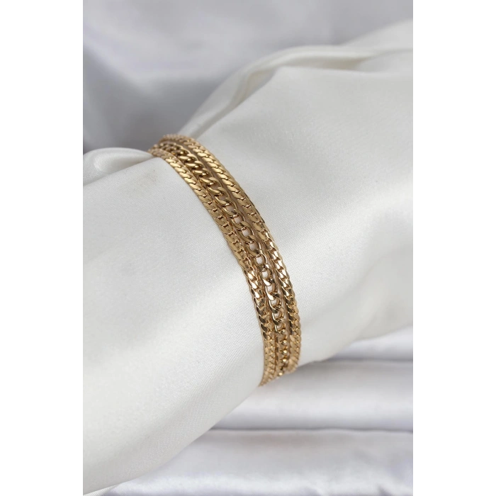 316L Çelik Gold Renk 3lü Kadın Bileklik - TJ-BB8384