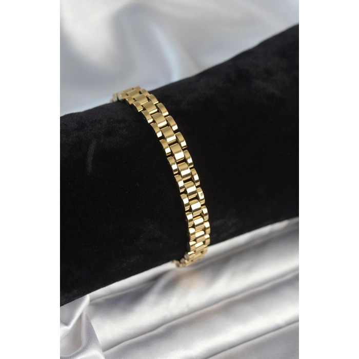 316L Çelik Gold Renk 7 mm Kalınlık Erkek Bileklik - TJ-EB3763