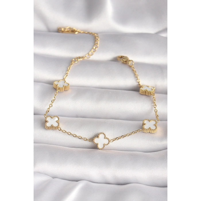 316L Çelik Gold Renk Baby Boy Yonca Model Kadın Bileklik - TJ-BB6640