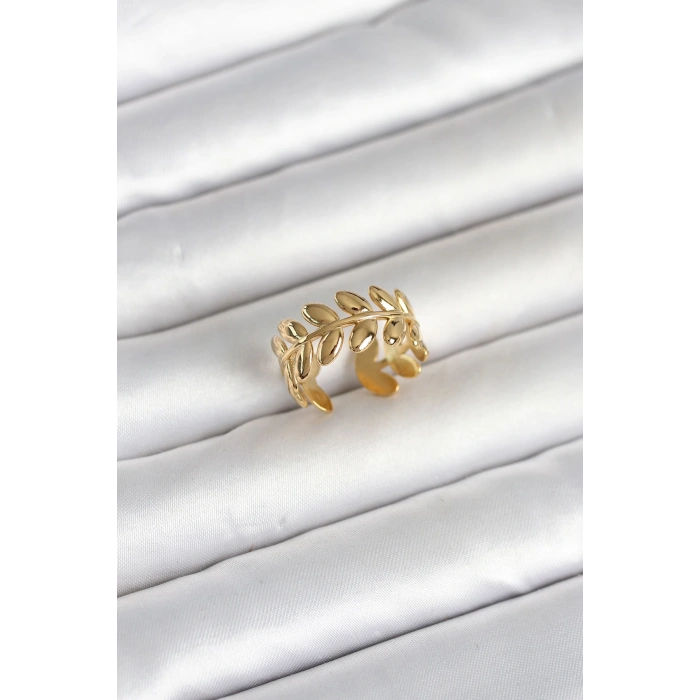 316L Çelik Gold Renk Başak Form Kadın Yüzük - TJ-BYK4178